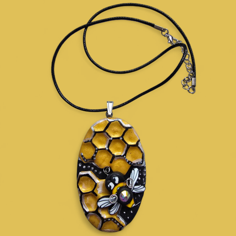 Honeycomb Bee Necklace